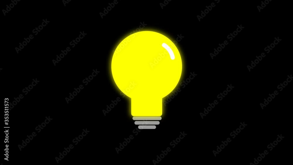 light bulb icon animation cartoon light bulb video footage, 4K light bulb icon animation cartoon light bulb video footage, 4K