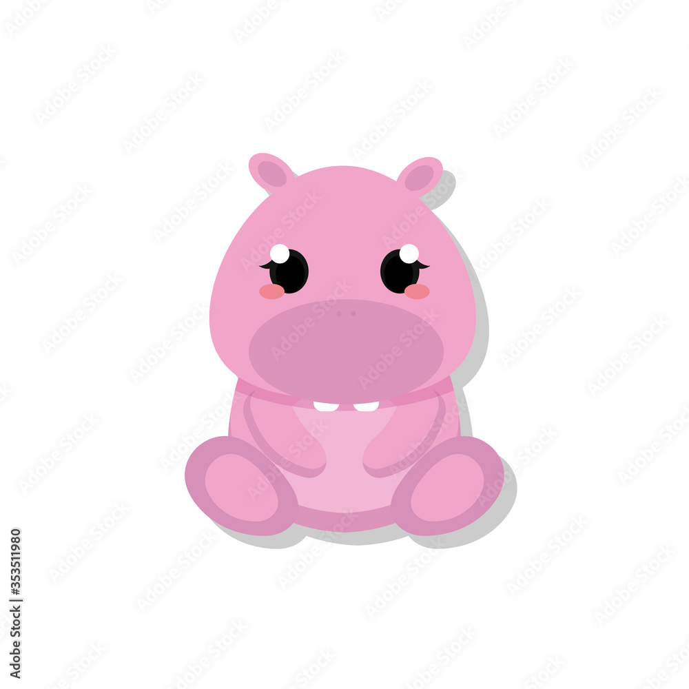 Obraz premium Isolated cute baby hippopotamus