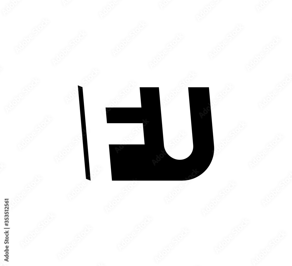 Initial letters Logo black positive/negative space FU Initial letters Logo black positive/negative space FU