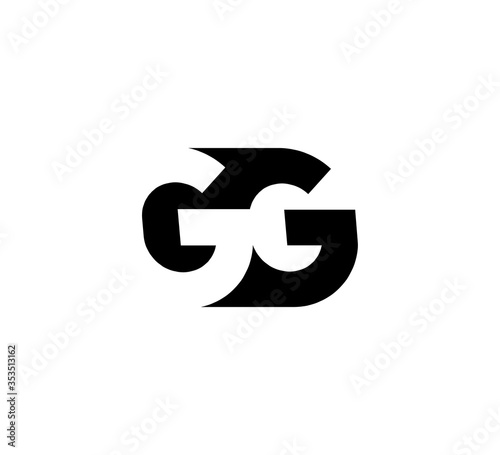 Initial letters Logo black positive/negative space GG