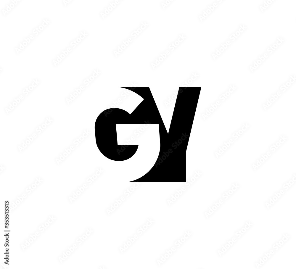 Initial letters Logo black positive/negative space GY Initial letters Logo black positive/negative space GY