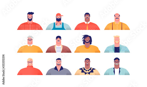 Diverse man people or father cartoon set isolated