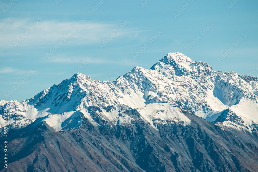 Mountain Landscape Blue Sky, New Zealand Landscape, Mountains Nature Background, Mountain Range