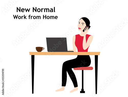 New normal work from home concept to prevent from disease outbreak vector illustration. New normal after COVID-19 pandemic concept 