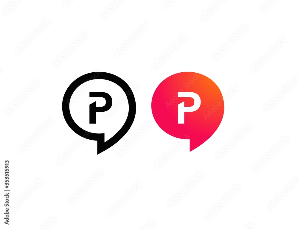 Letter P Chat Talk Logo Design Template Vector Letter P Chat Talk Logo Design Template Vector