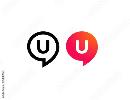 Letter U Chat Talk Logo Design Template Vector 