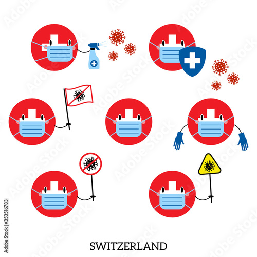 Set of Switzerland Country Balls Icons photo