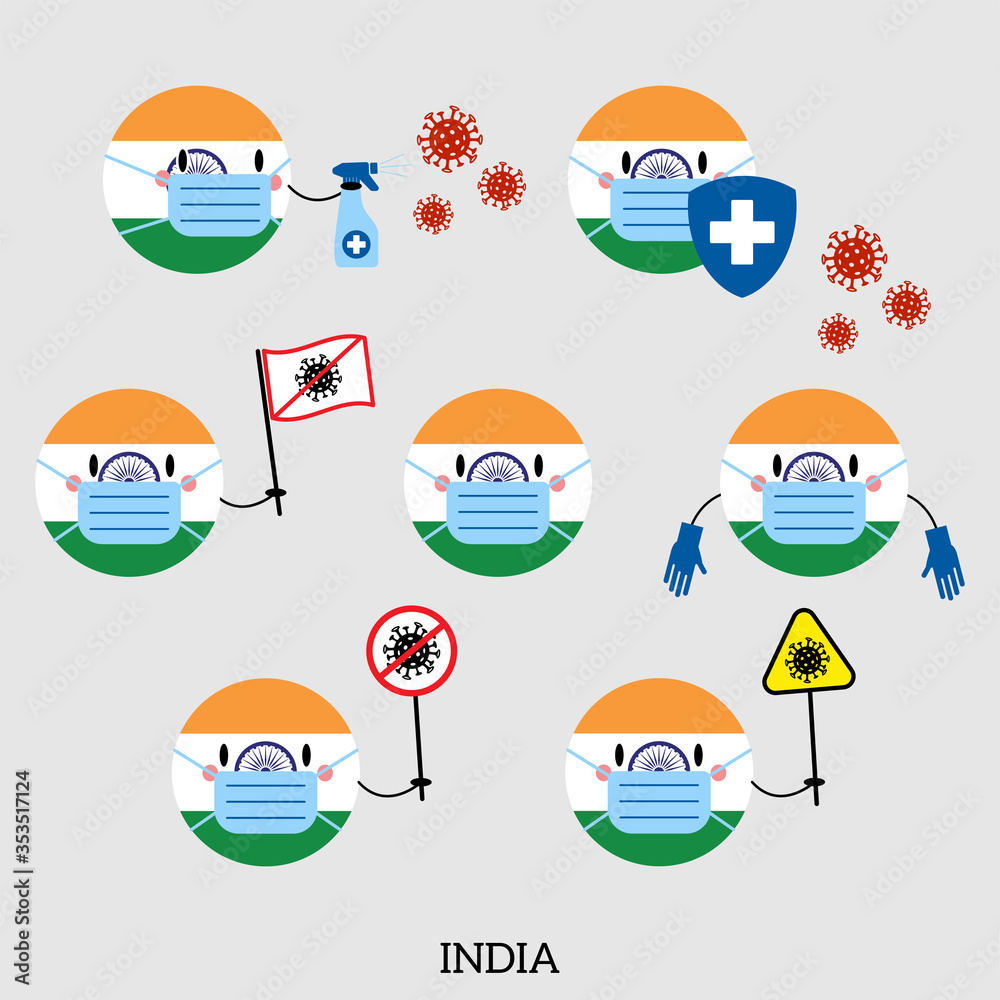 Set of India Country Balls Icons.