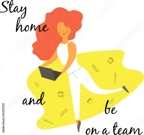 Vector illustration that encourages to stay at home and work from home