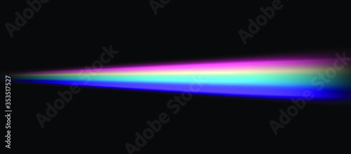 Rainbow beam on transparent background. Vector realistic illustration of ray in spectum colors. 
