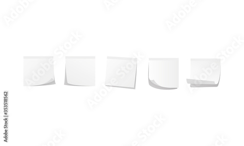 Set of white sticky notes and post its used in an office for reminders