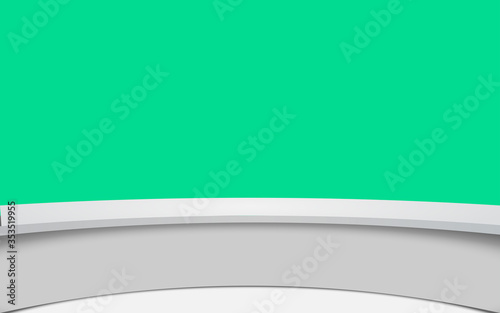 white table with green background in the news studio room