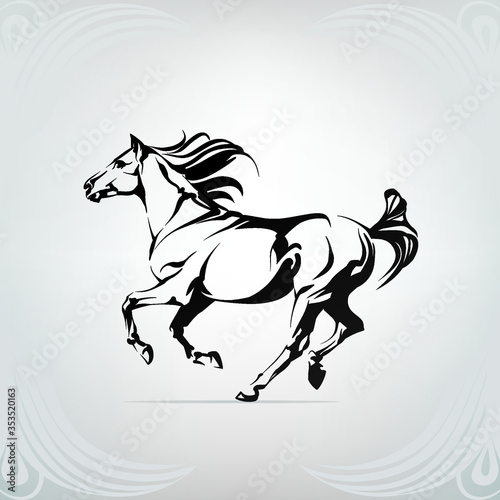 Vector silhouette of a running horse