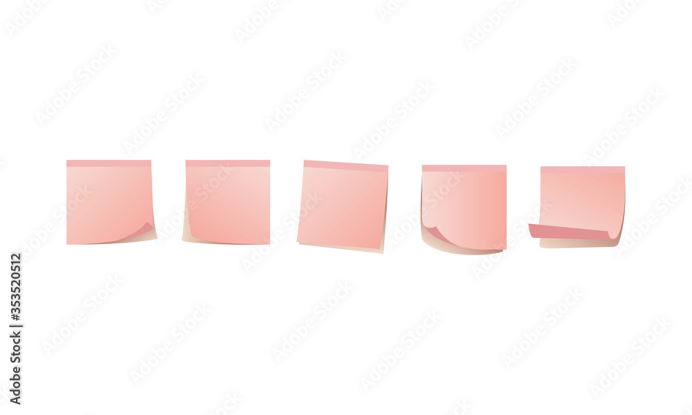 Set of rose pink sticky notes and post its used in an office for reminders Set of rose pink sticky notes and post its used in an office for reminders