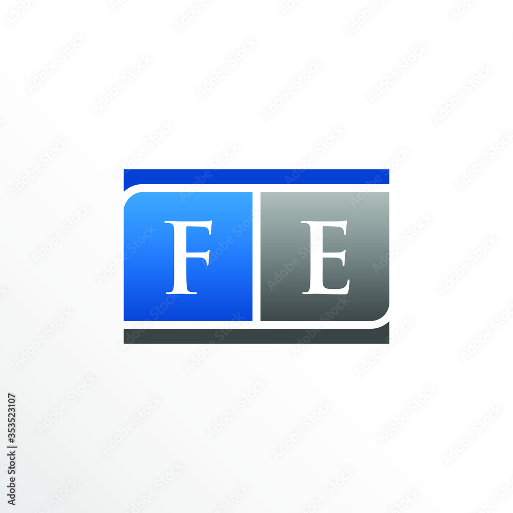 Initial Letter FE Square Logo Design Initial Letter FE Square Logo Design