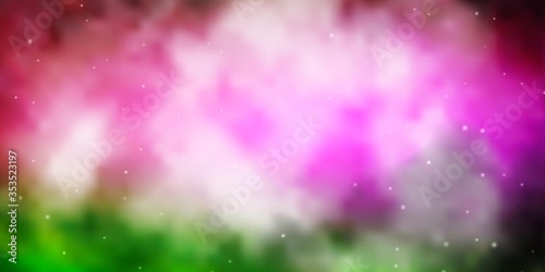 Light Pink, Green vector background with colorful stars. Shining colorful illustration with small and big stars. Design for your business promotion.