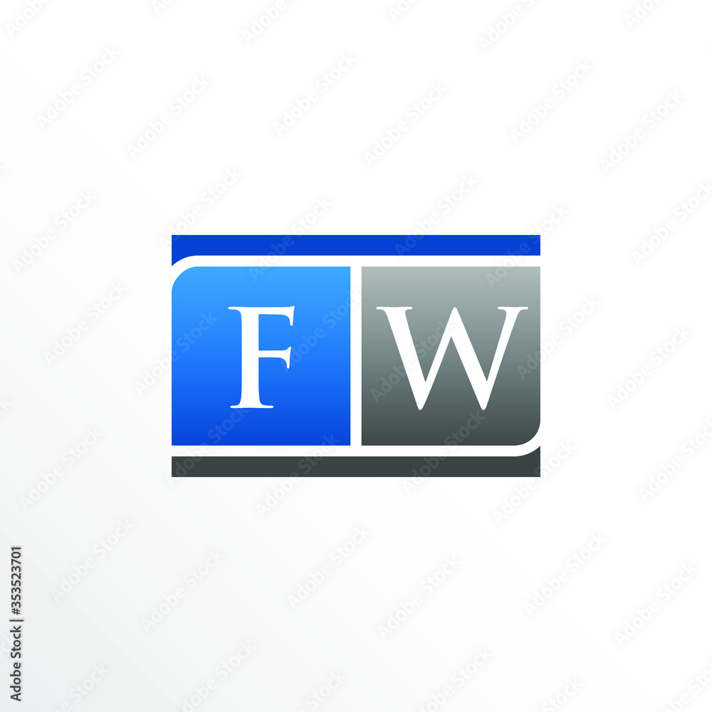 Initial Letter FW Square Logo Design Initial Letter FW Square Logo Design