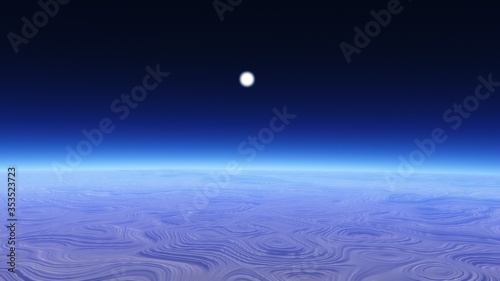 Deep space planets  awesome science fiction wallpaper  cosmic landscape. 3D render