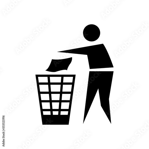 Throw garbage illustration, throw garbage icon