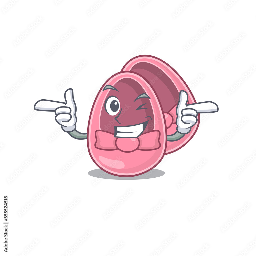 Cartoon design of baby girl shoes showing funny face with wink eye Cartoon design of baby girl shoes showing funny face with wink eye