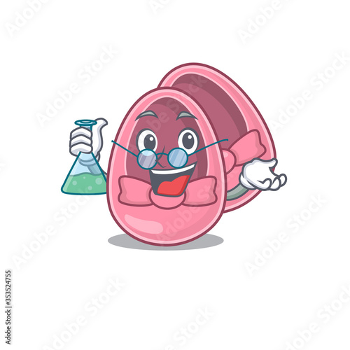 caricature character of baby girl shoes smart Professor working on a lab