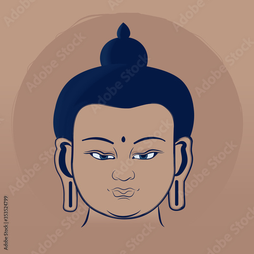 Vector illustration of the Buddha's head. Buddhism, spirituality, yoga.