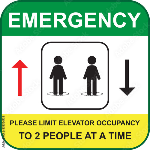 Maximum people allowed in the shop lift or elevator store at one time signage, sign for shops to protect from Coronavirus or Covid-19 vector graphic.