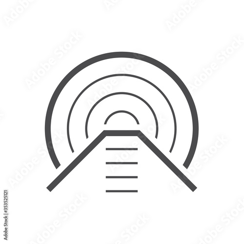 Tunnel vector icon. May called entrance, pathway, underpass or route with railroad track for transportation, train, subway. Construction and investigations from geotechnical engineering and geology.