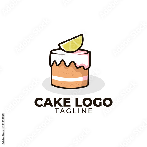 Simple minimalist bakery cake restaurant logo design vector template 