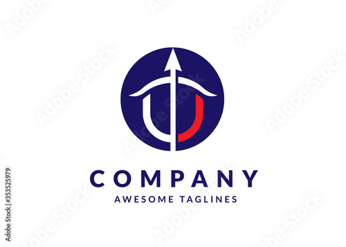 initial letter U Archer business logo template designs