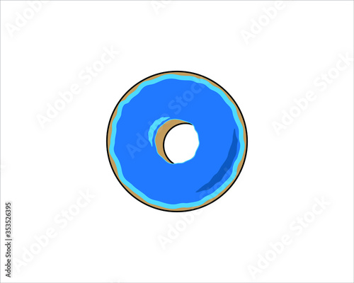 Blueberry flavored donuts vector illustration, with background white, simple look style