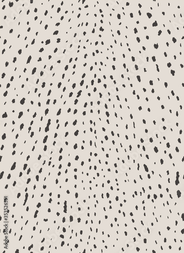 Deer fur inspired animal print. Abstract animal print seamless pattern design with small black spots on white background. Animal print for fashion, textile, interior design.