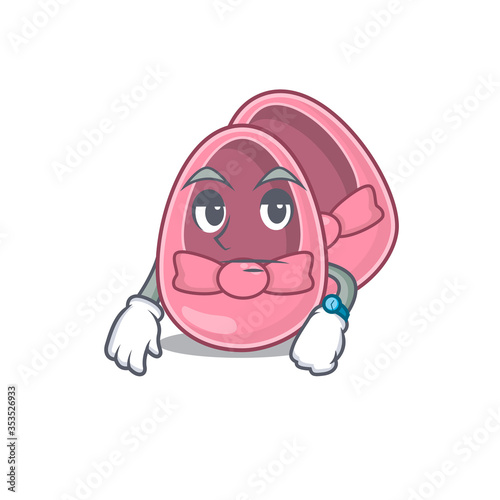 Mascot design style of baby girl shoes with waiting gesture