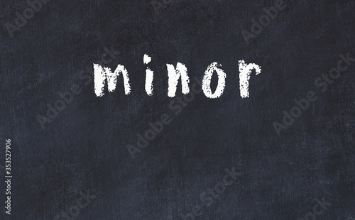 Black chalkboard with inscription minor on in