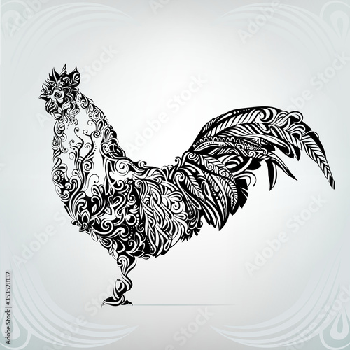 Silhouette of a rooster in an ornament