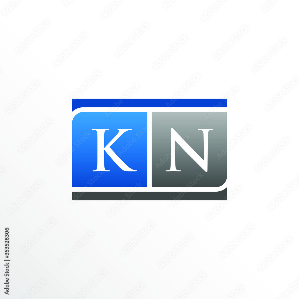 Initial Letter KN Square Logo Design Initial Letter KN Square Logo Design