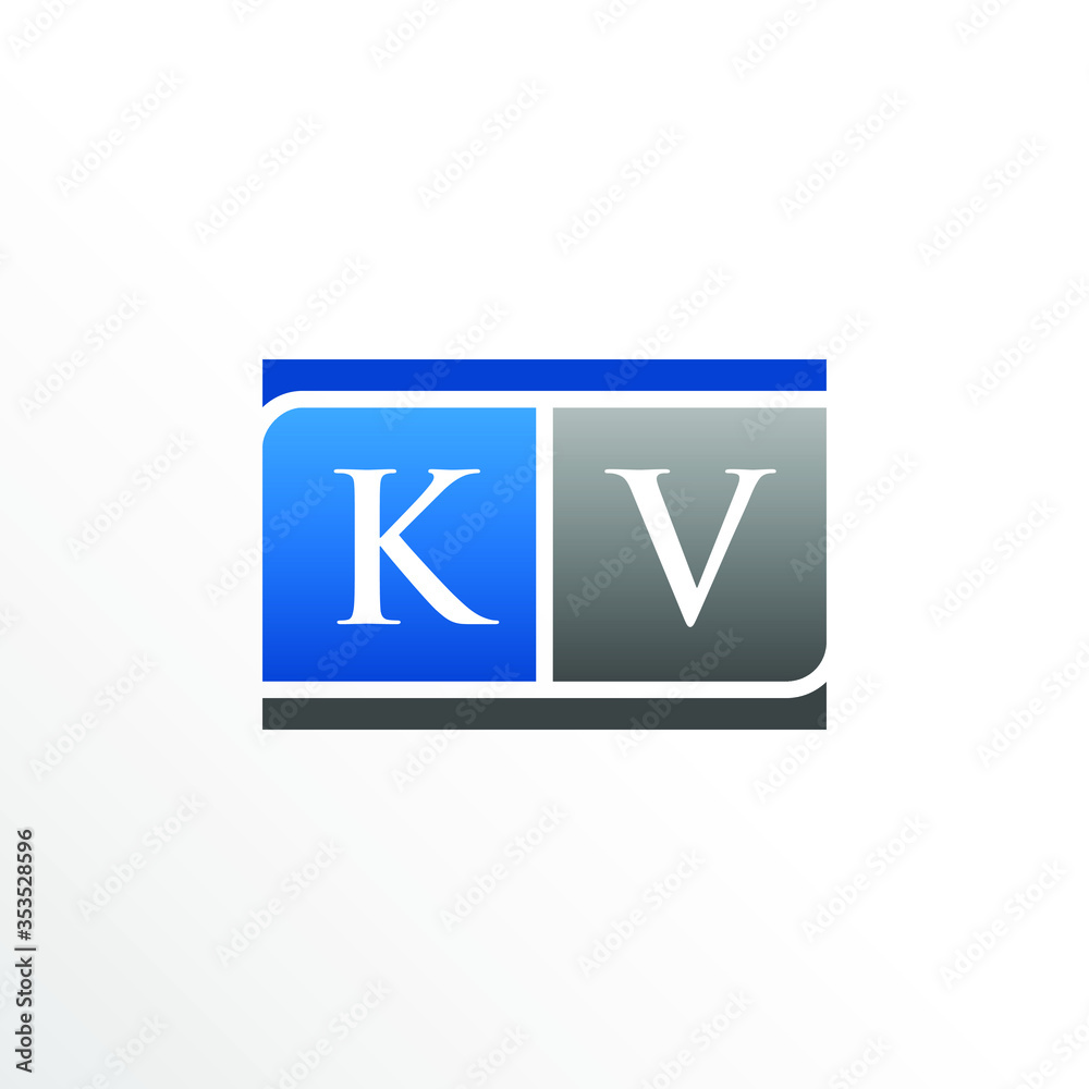 Initial Letter KV Square Logo Design Initial Letter KV Square Logo Design