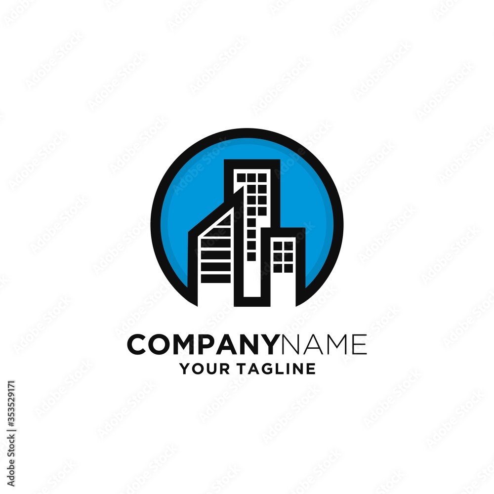 Real Estate Company Logo Designs, City  logo vector inside circle