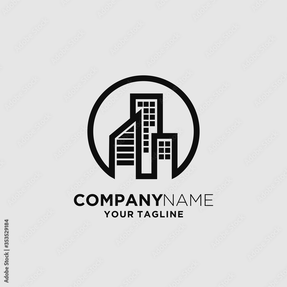 Real Estate Company Logo Designs, City  logo vector inside circle