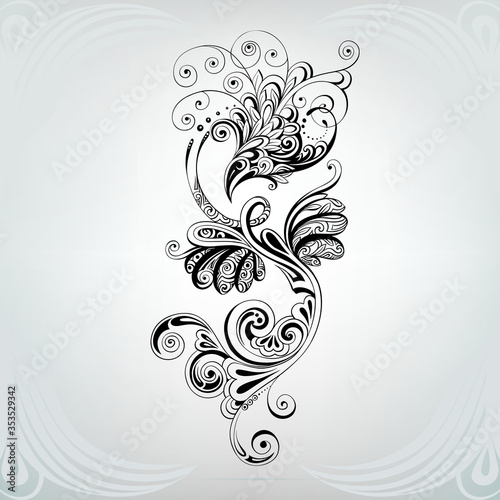 Silhouette of a phoenix in an ornament