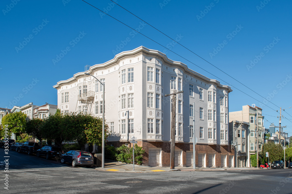 Typical houses and hills in Marina neighbourhood, San Francisco, California