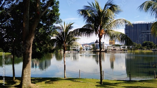 Kuala Lumpur, Malaysia- 30 December 2019  view of Ampang Hilir Lake Garden located at Desa Pahlawan, Kuala Lumpur © mohdbakri