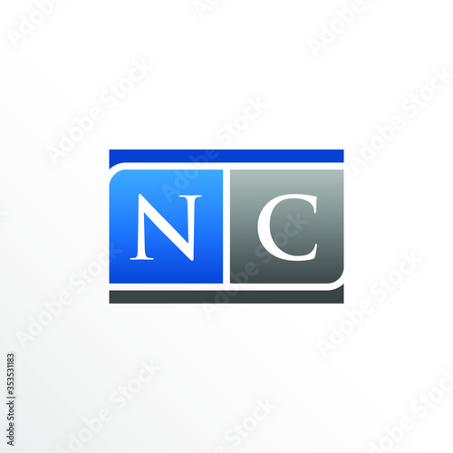 Initial Letter NC Square Logo Design