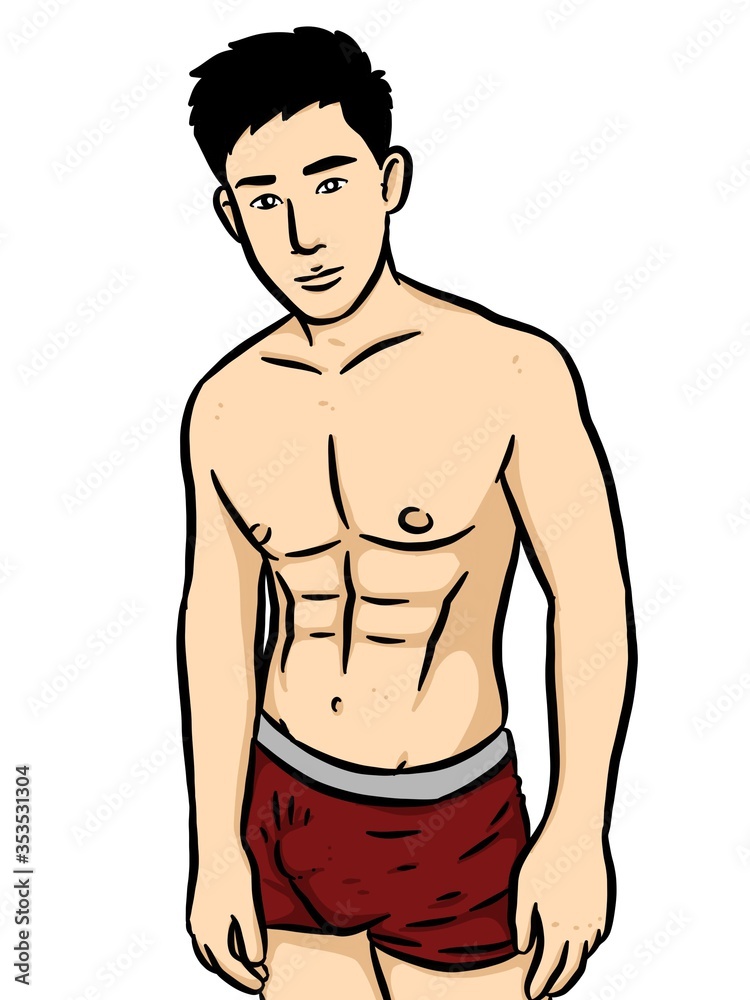 Cartoon sexy man on white background