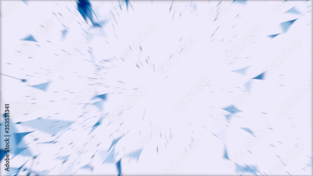 Naklejka premium Explosion of blue particles on the white background.