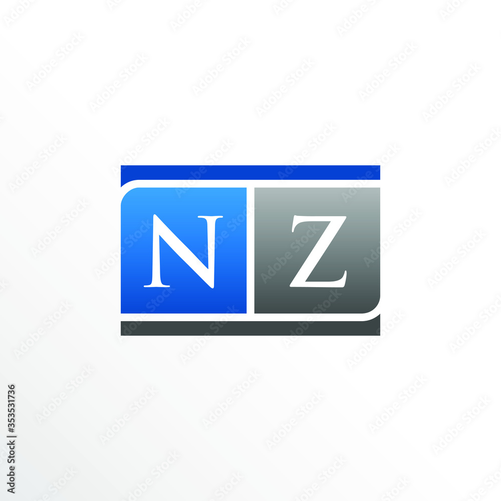 Initial Letter NZ Square Logo Design