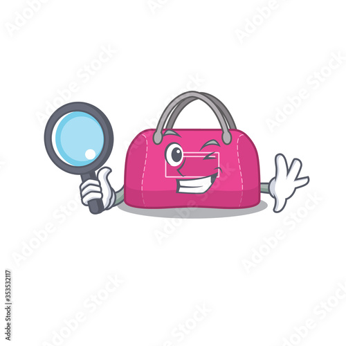 cartoon picture of woman sport bag Detective using tools