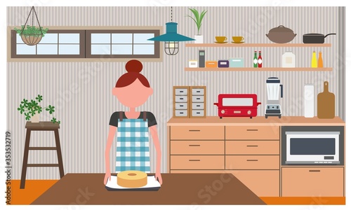 暮らし・ケーキ作りをする女性