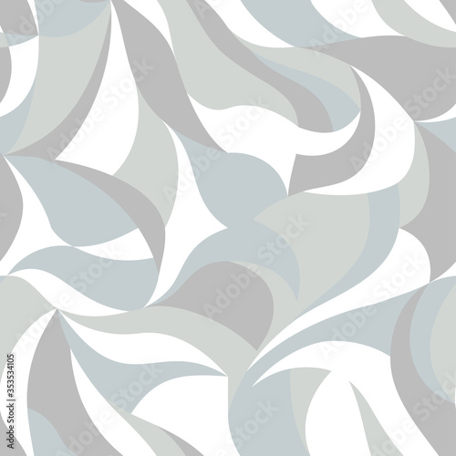 Floral abstract light grey and white vector seamless background for textile, wallpapers, wrapping, paper. Swirling waves. Delicate nature texture.