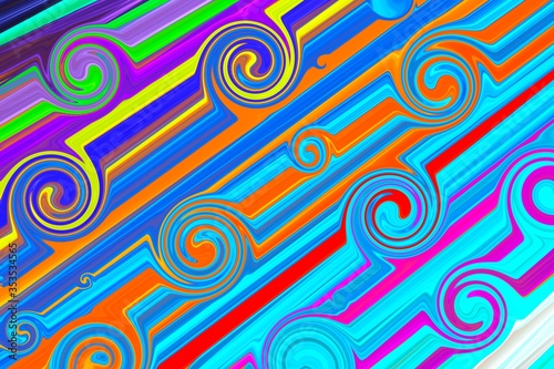 Abstract background with many color straight lines and circle in that lines.